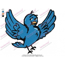 Cartoon of blue Bird Embroidery Design